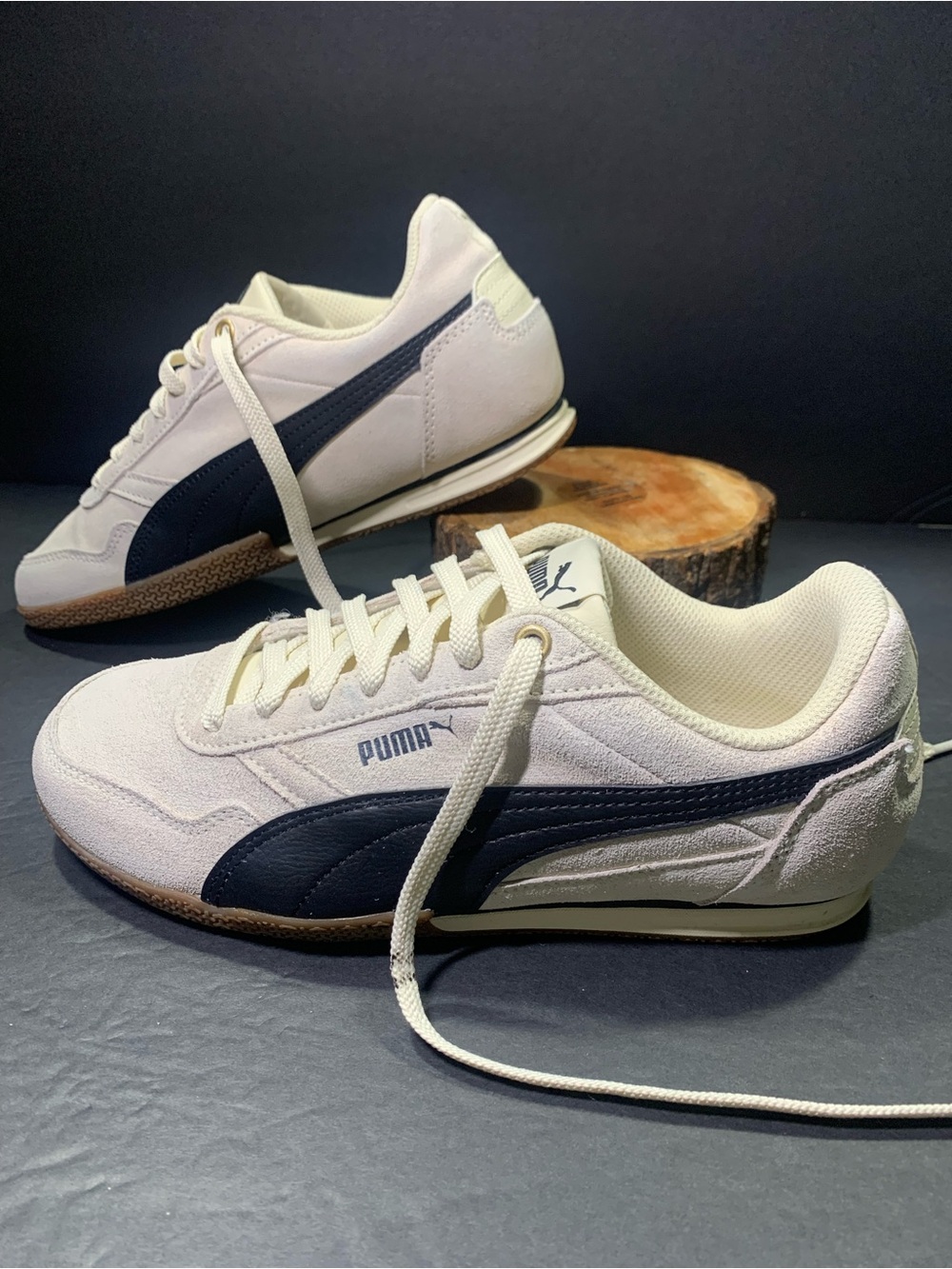 PUMA Bella Donna Women’s Suede Sneakers Beige Black Shoe Size- 8